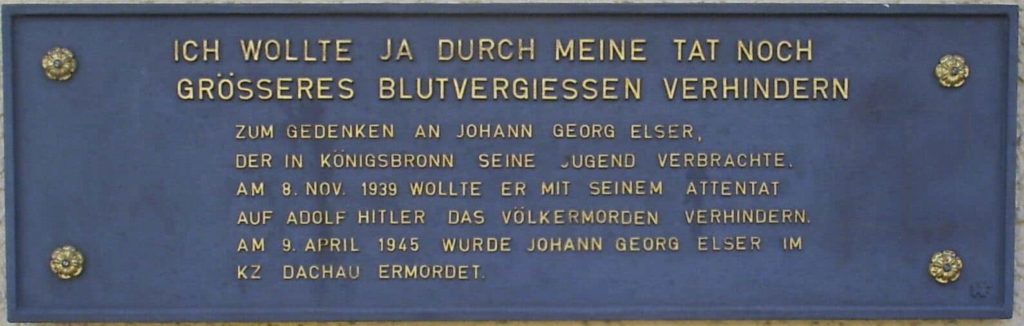 Uma placa em memória a Johann Georg Elser - Fatos Militares.