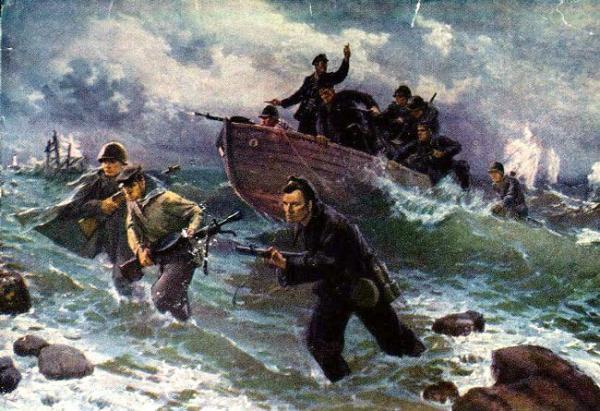 Marines soviéticos desembarcando na península da Criméia