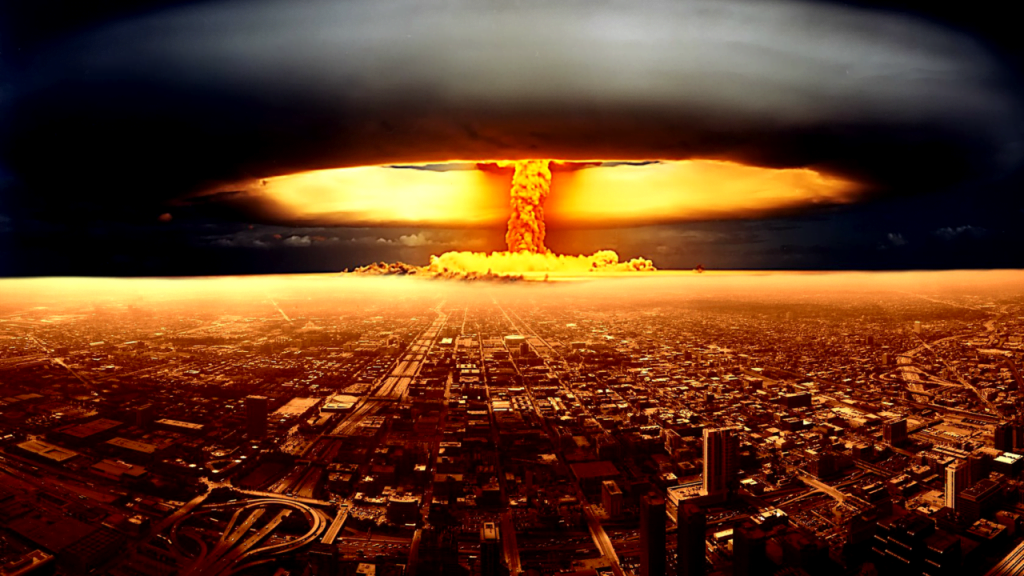Ilustração de uma explosão proveniente de uma arma nuclear
