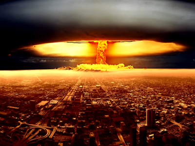 Ilustração de uma explosão proveniente de uma arma nuclear
