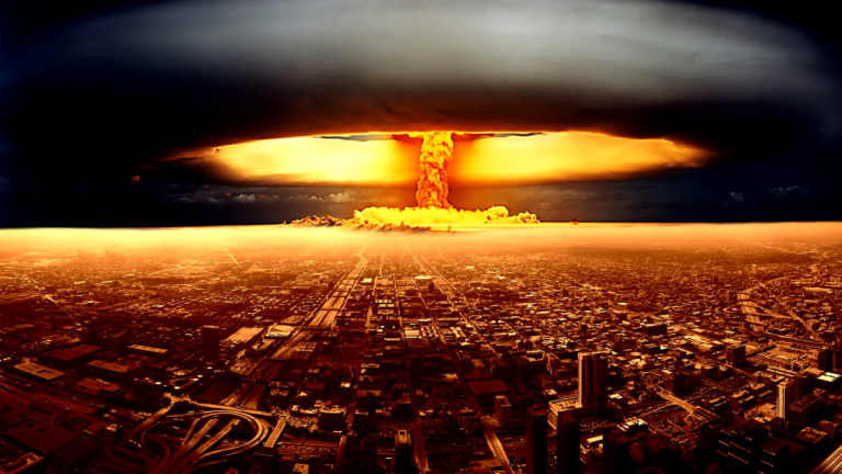 Ilustração de uma explosão proveniente de uma arma nuclear