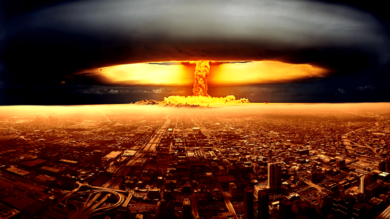 Ilustração de uma explosão proveniente de uma arma nuclear