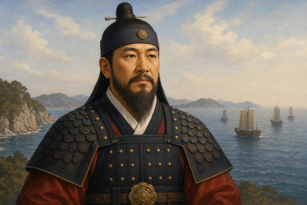 Retrato histórico de Yi Sun-sin em traje de comandante naval coreano